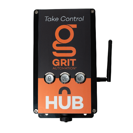 GRIT Hub, the small controller that runs the shop's tool, gate, and collector rules